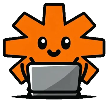 The Sundial agent mascot typing on a laptop